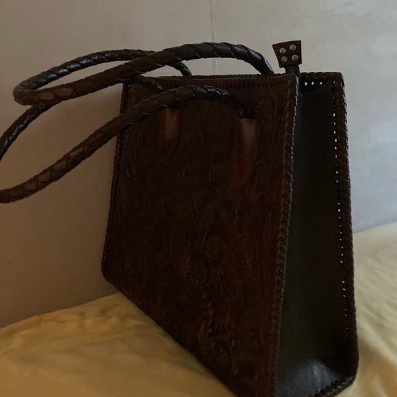 Tooled leather tote - Picture 3 of 5